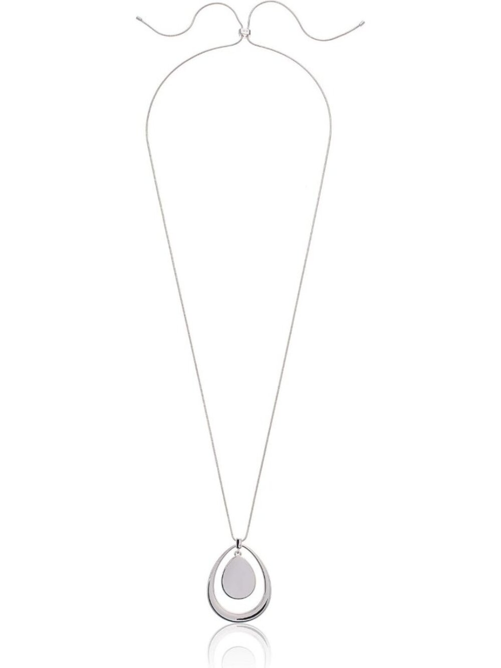 Stylish Silver Tone Adjustable Pendant Necklace - Long Fashion Jewelry for